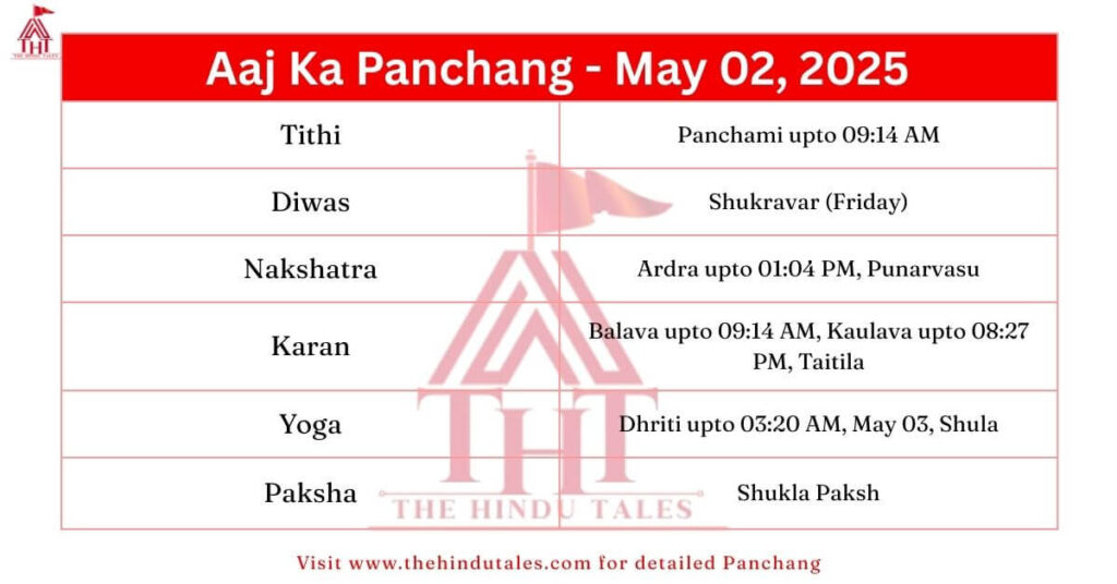 Aaj Ka Panchang - 2025-05-02 | Tithi, Nakshatra, Muhurat, Rahu Kaal 1 aaj-ka-panchang-02-05-2025